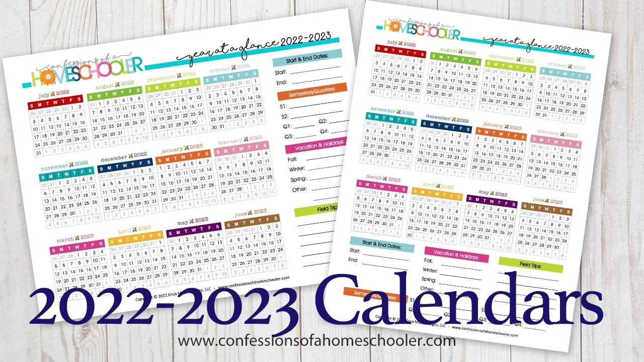Printable Homeschool Year Calendar