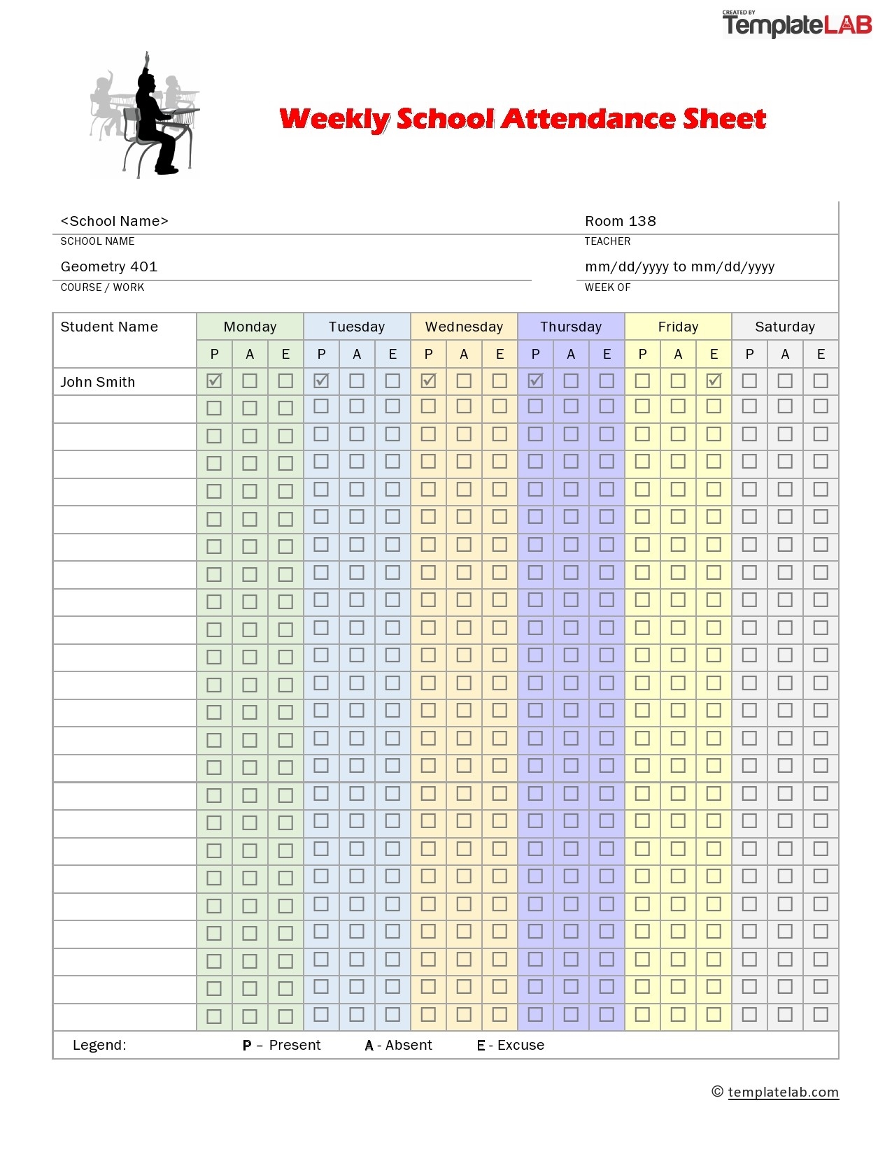 Printable Homeschool Performance Attendance Log