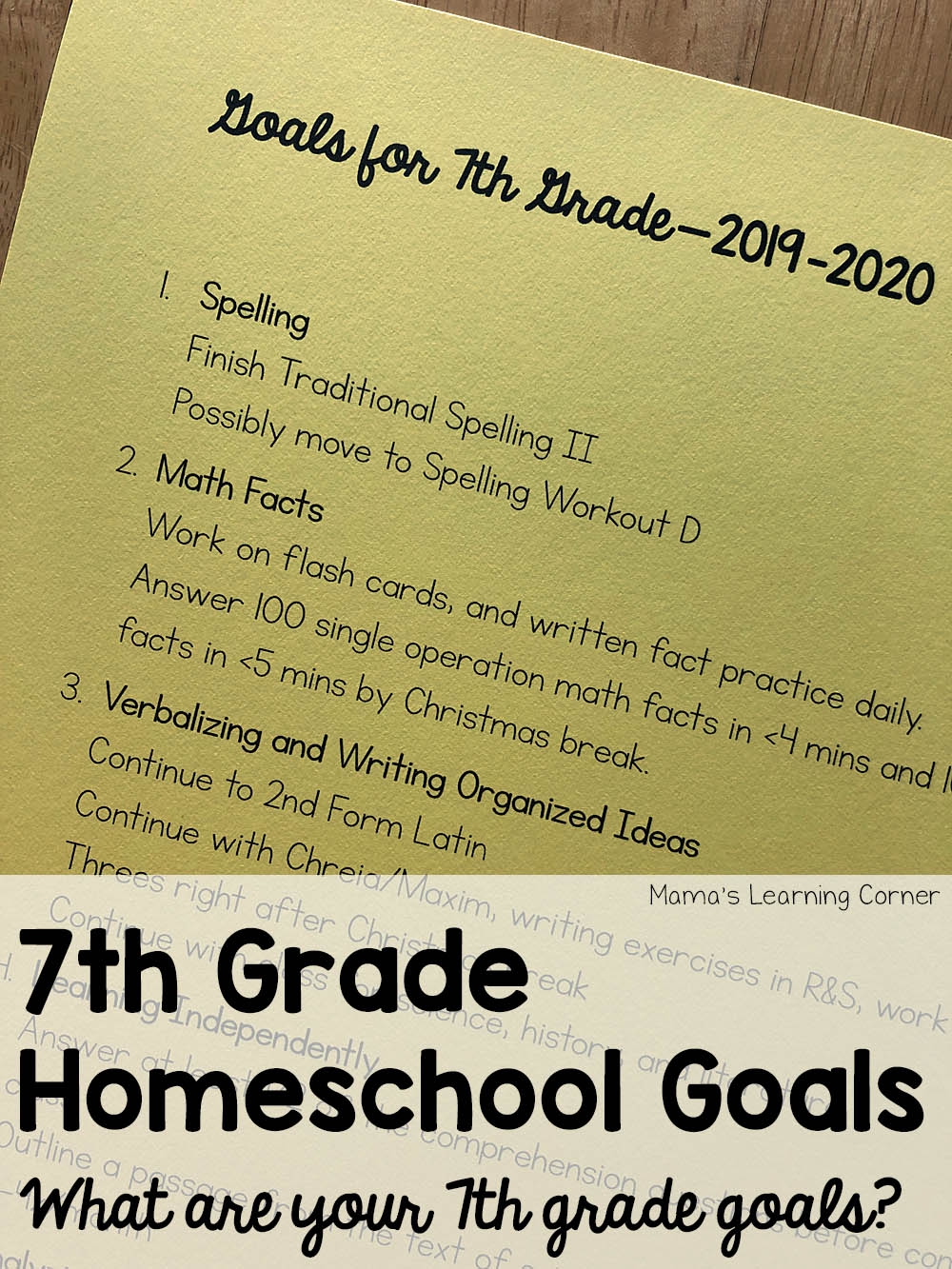 7th Grade Homeschool Goals 2019 2020 Mamas Learning Corner