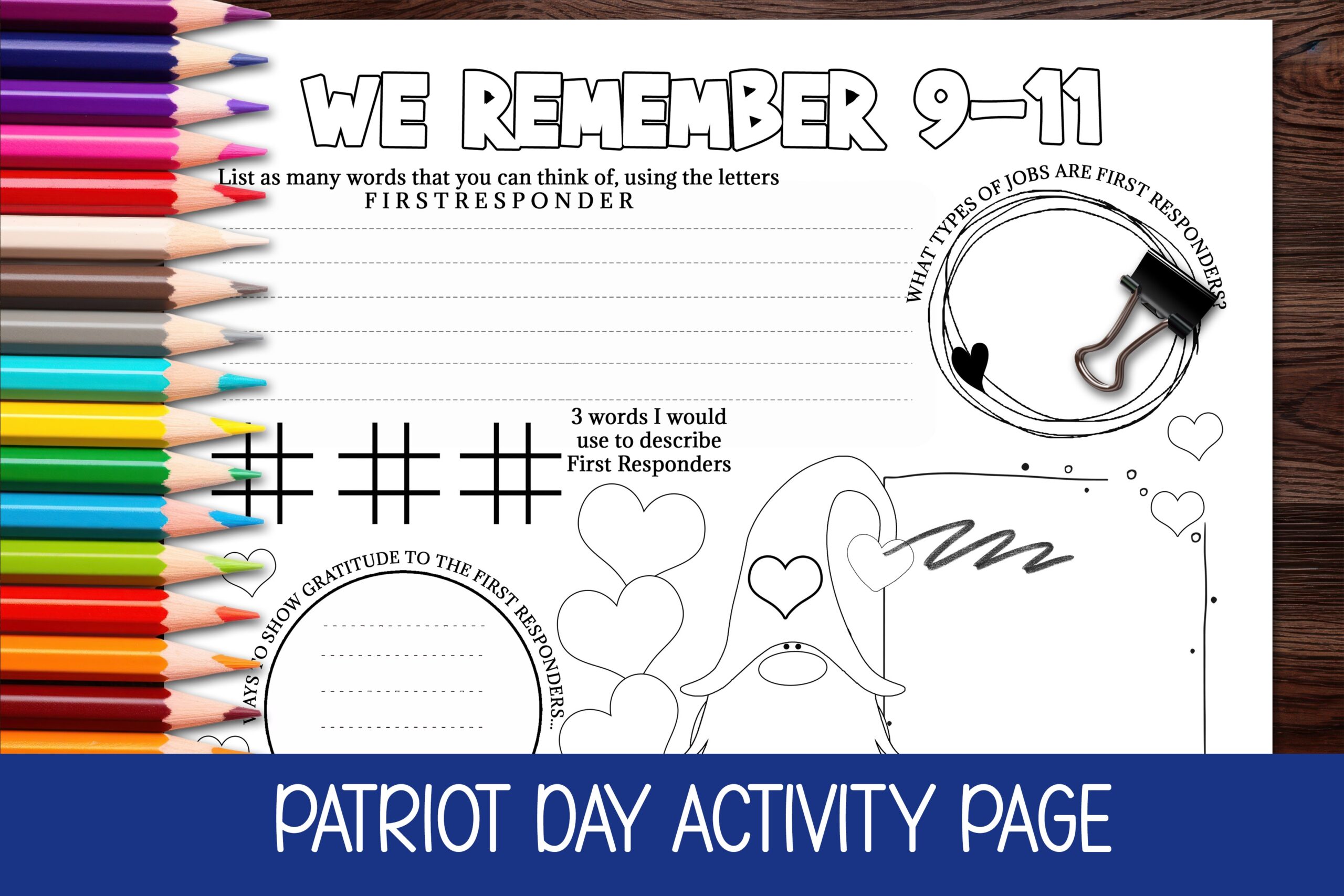 9 11 WORKSHEET PATRIOT S DAY ACTIVITY COLORING PAGE WRITING PROMPT By Teach Simple