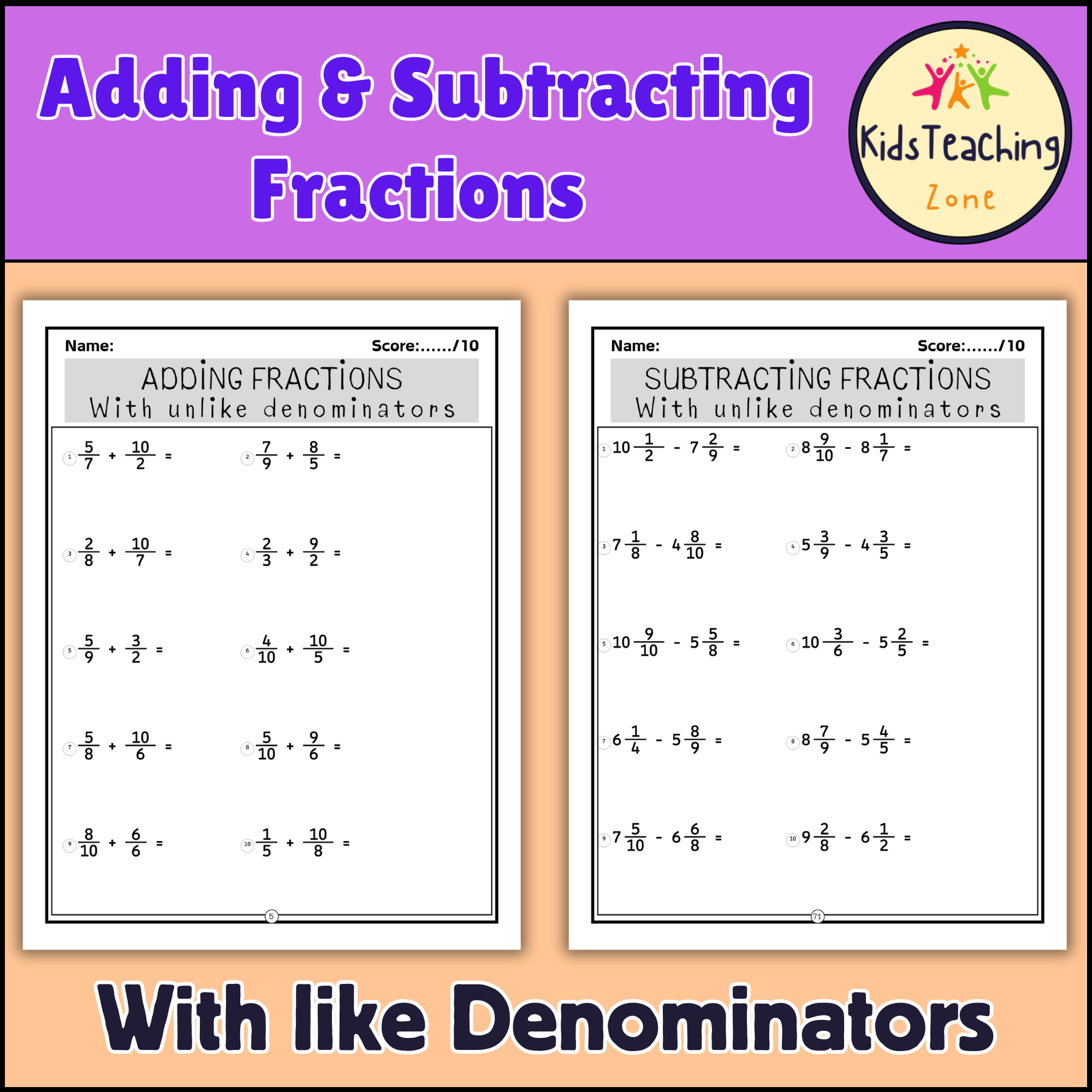 Worksheet Homeschool Printable Math Worksheet Adding And Subtracting Fractions High School