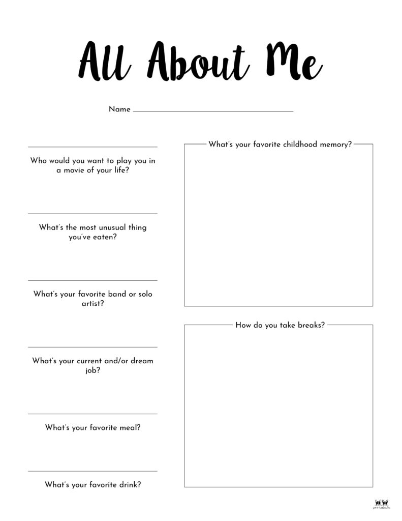 All About Me Homeschool Free Printable