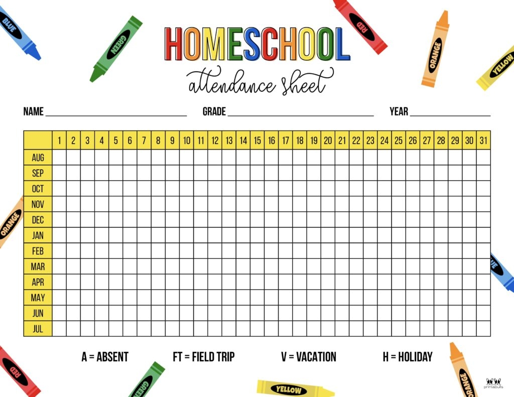 Attendance Sheets 52 FREE Printables Printabulls