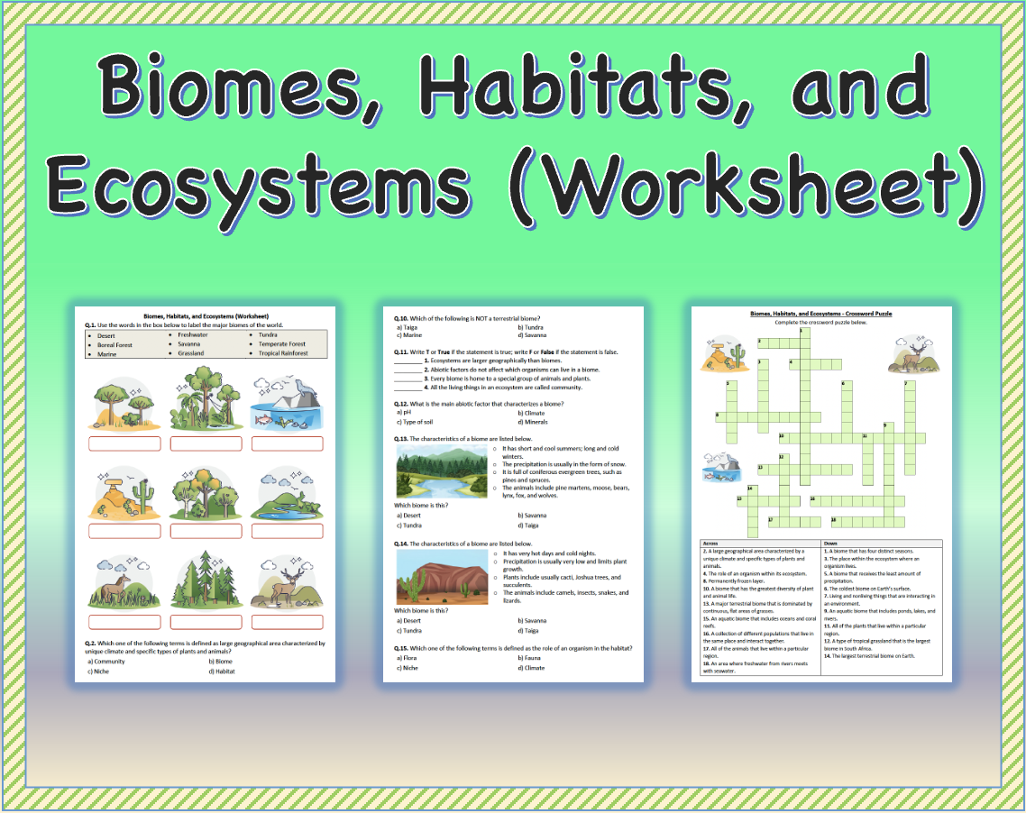 Biomes Habitats And Ecosystems Worksheet Printable And Distance Learning Made By Teachers