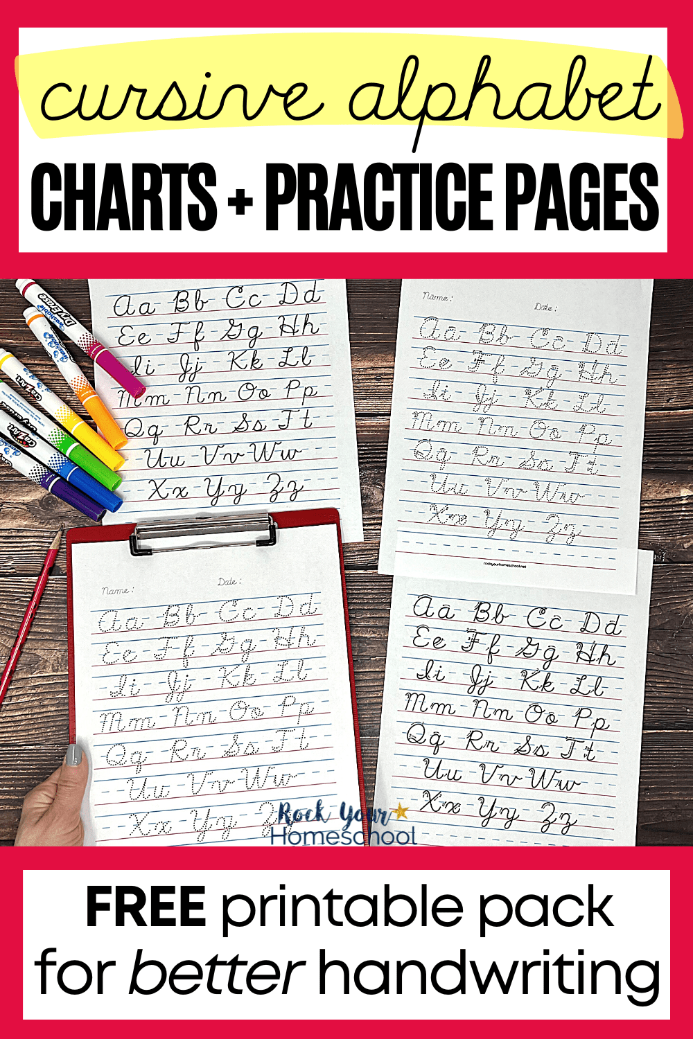 Cursive Alphabet Chart Printable Pack For Handwriting Fun Free 