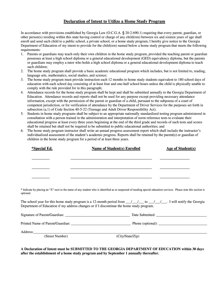 Printable Intent To Homeschool Form