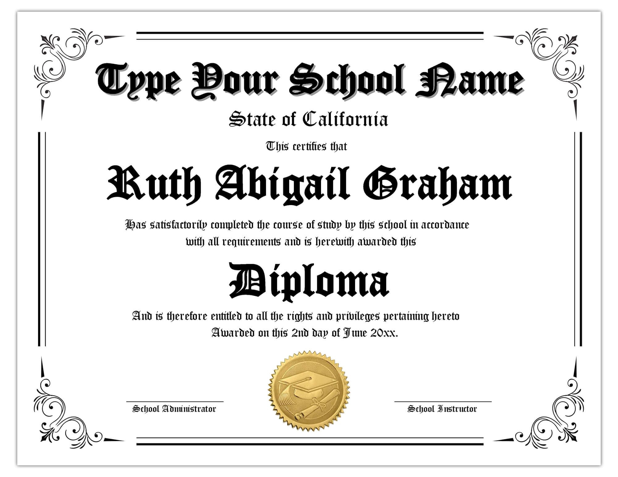 High School Diploma Template For Homeschool Printable