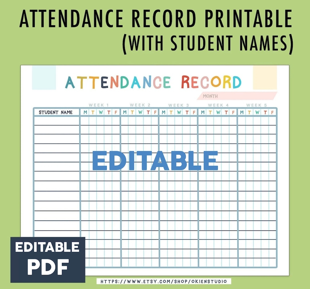 Fun Printable Attendance Sheet For Homeschool One Student