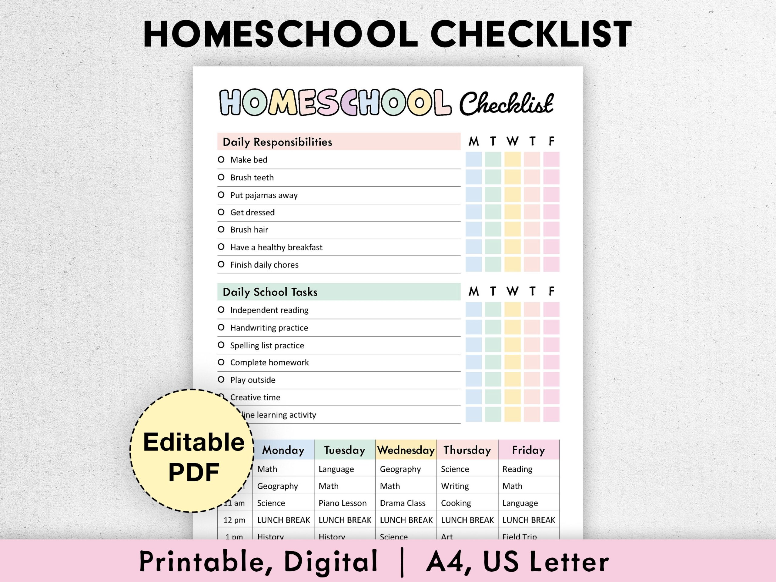 Checklist Homeschool To Do Assignment Printable