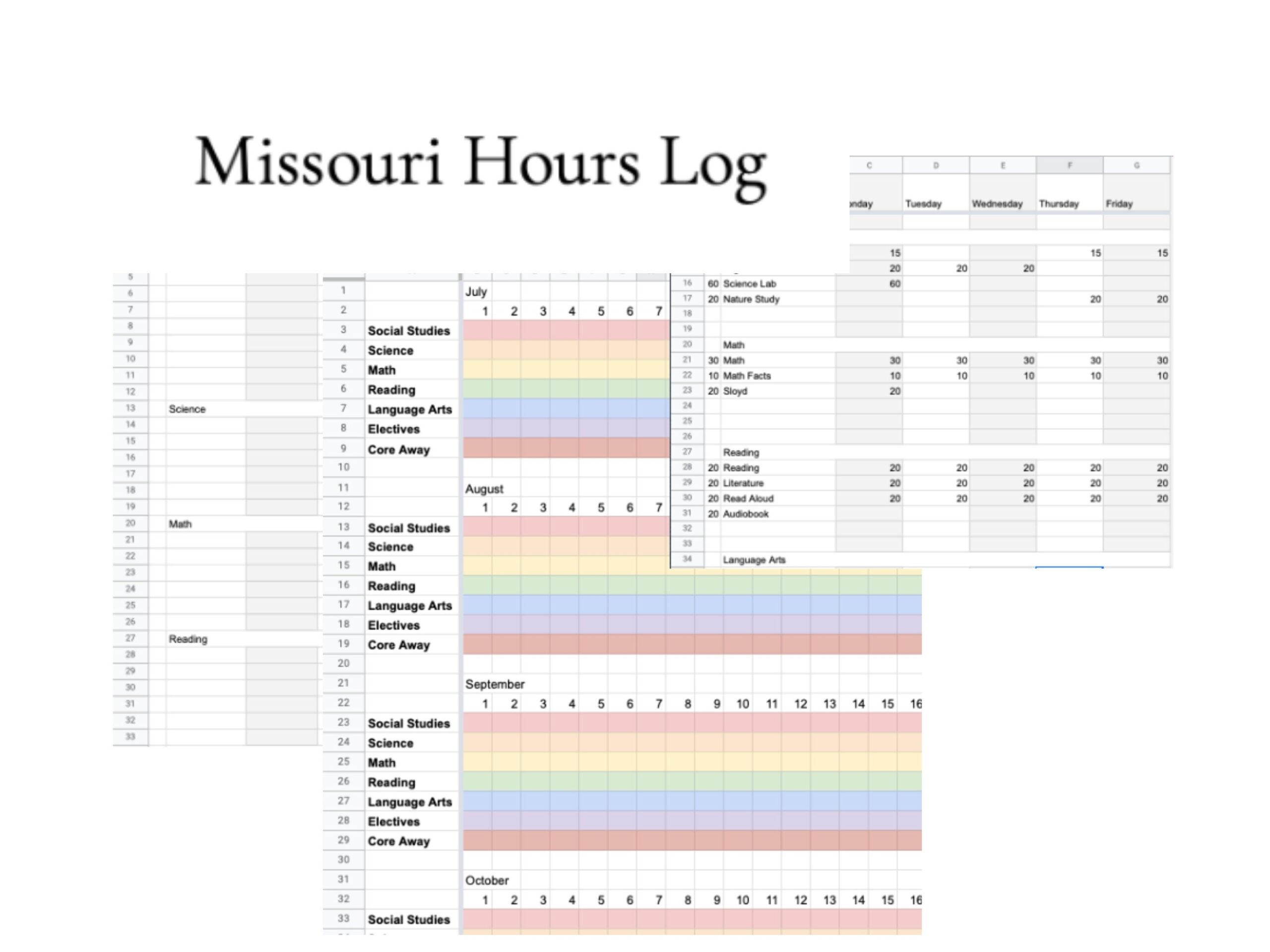 Editable Missouri Homeschool Hours Log Etsy