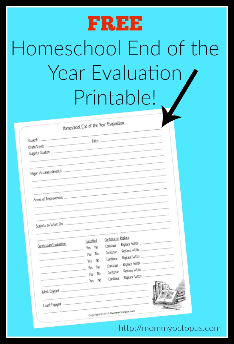 Homeschool Year End Summary Printable