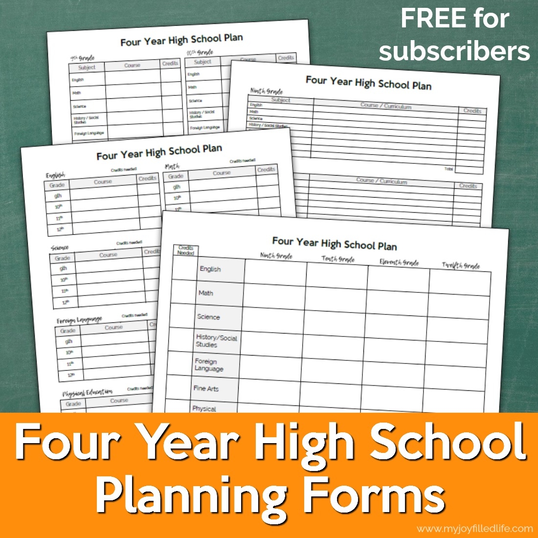 Four Year High School Planning Forms For Homeschoolers My Joy Filled Life
