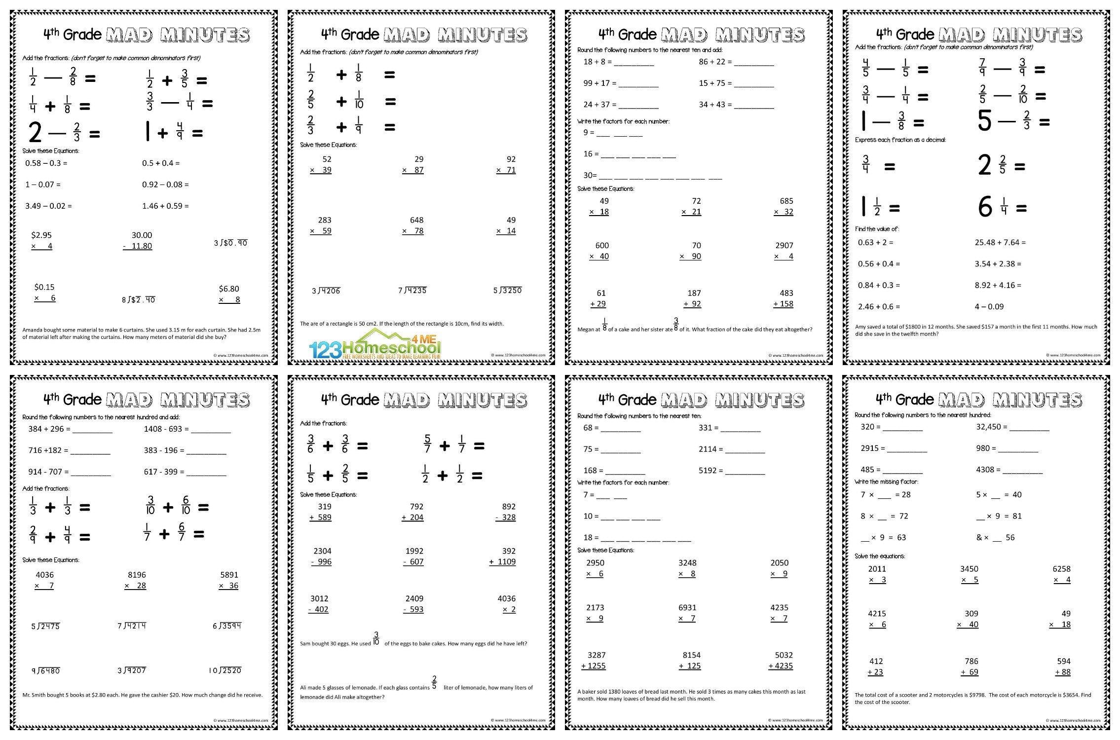 Free Printable 4Th Grade Homeschool Worksheets