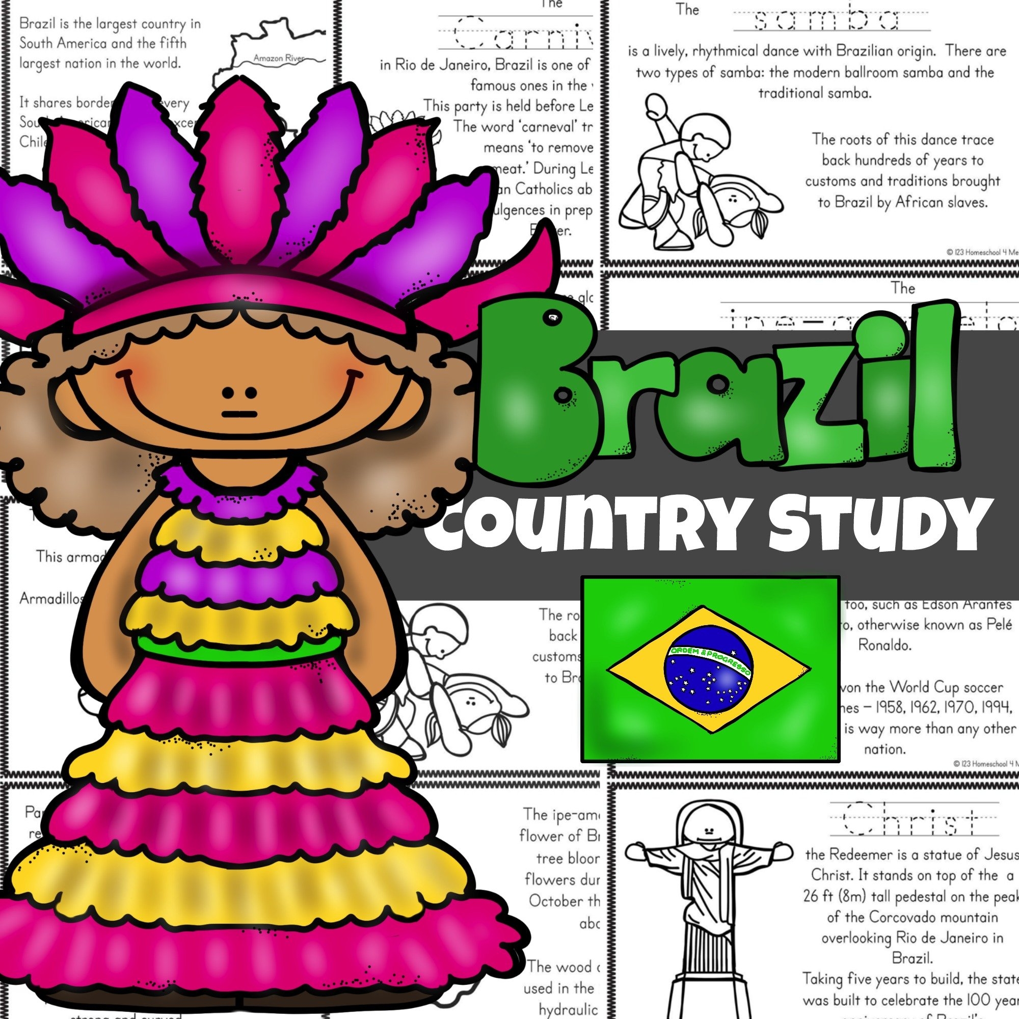  FREE Brazil For Kids Printable Reader Book Color Read Learn