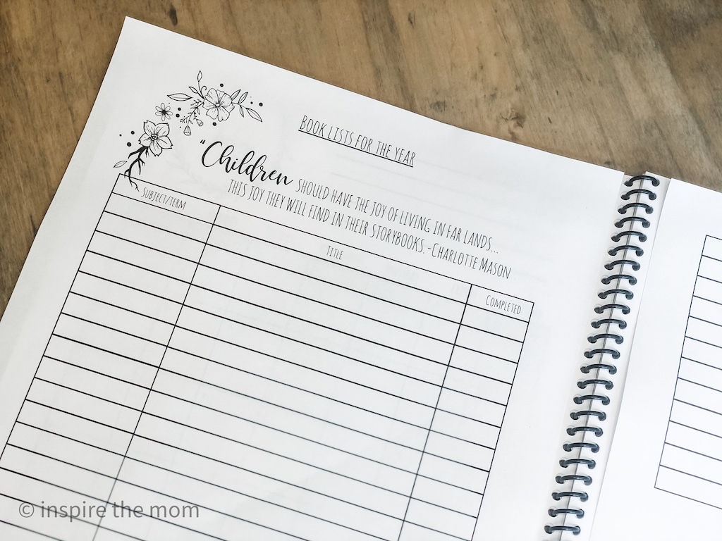 Free Charlotte Mason Homeschool Planner Printable