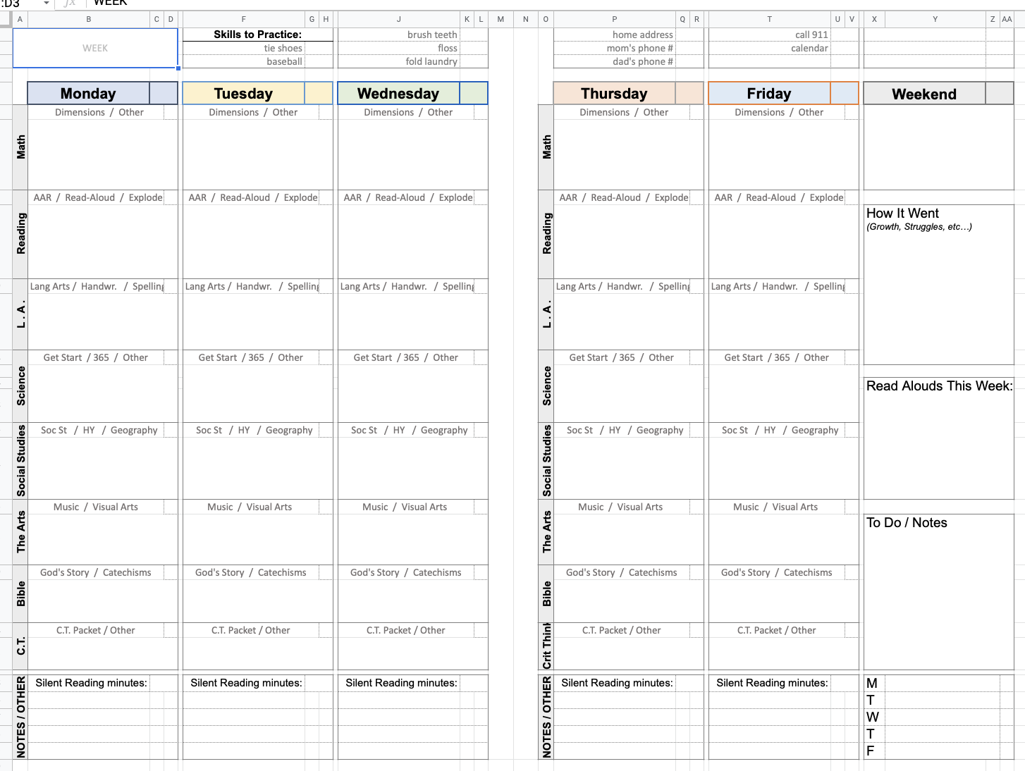 Free Homeschool Lesson Plan Printables