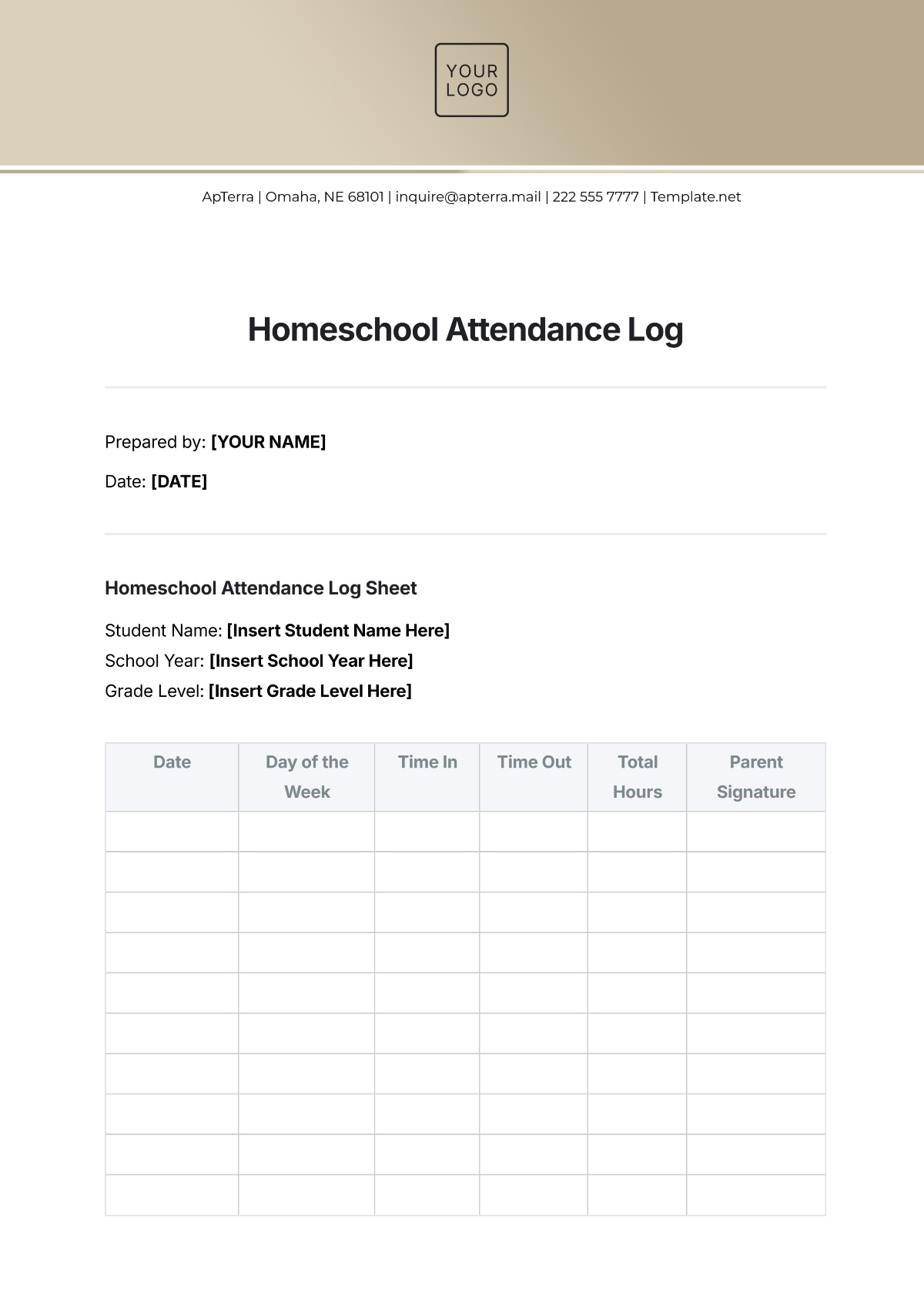 Timelogs For Homeschool Free Printable