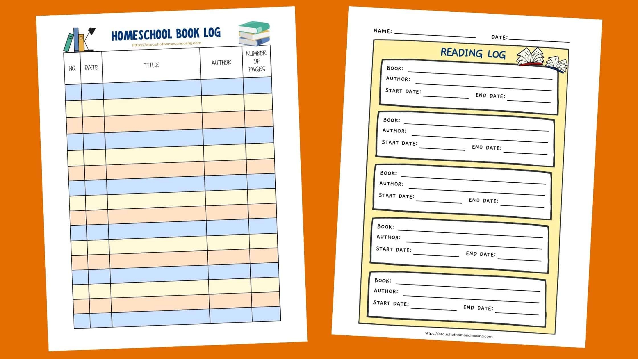FREE Printable Homeschool Book Log Reading Log For Kids