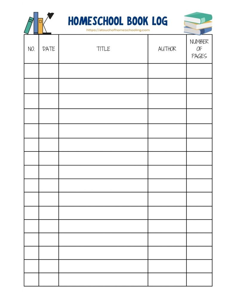 FREE Printable Homeschool Book Log Reading Log For Kids