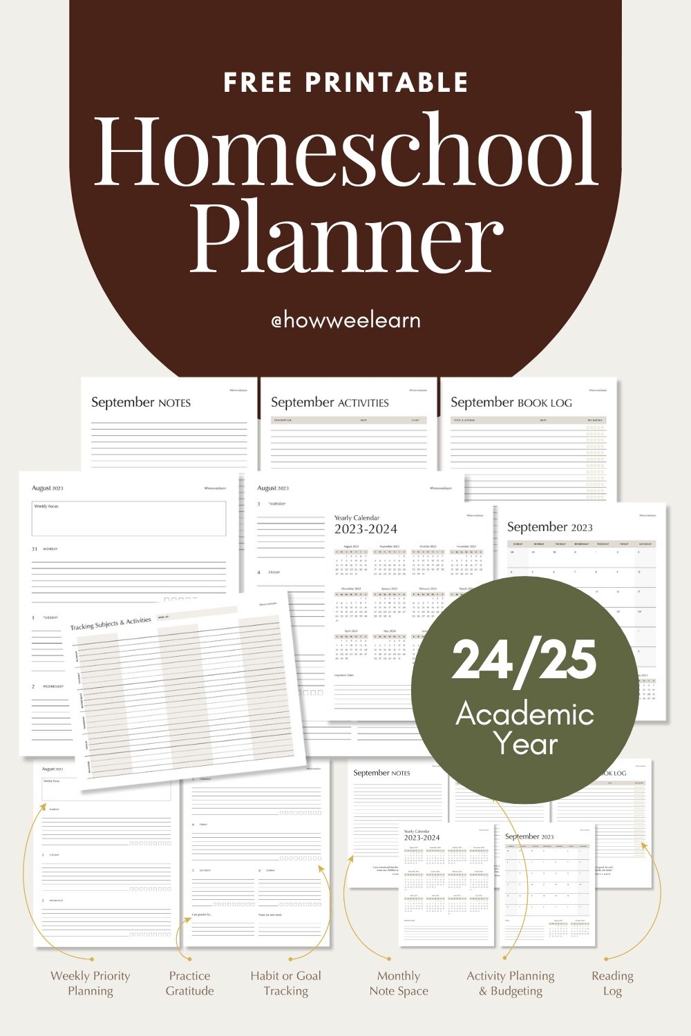 Free Printable Homeschool Planner A Year At Home How Wee Learn