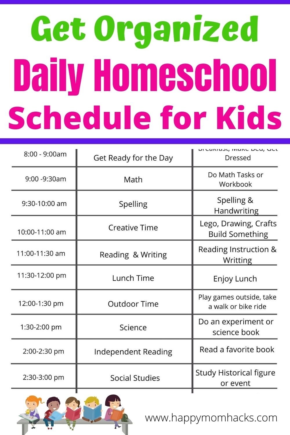 Free Printable Homeschool Daily Schedule