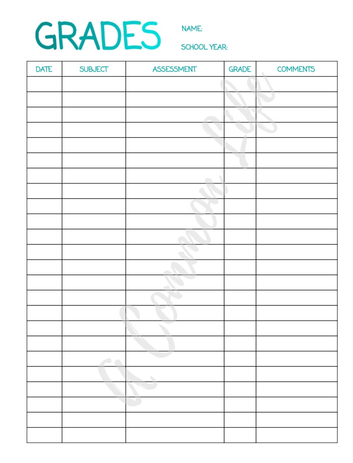 Printable Homeschool Record Of Grades