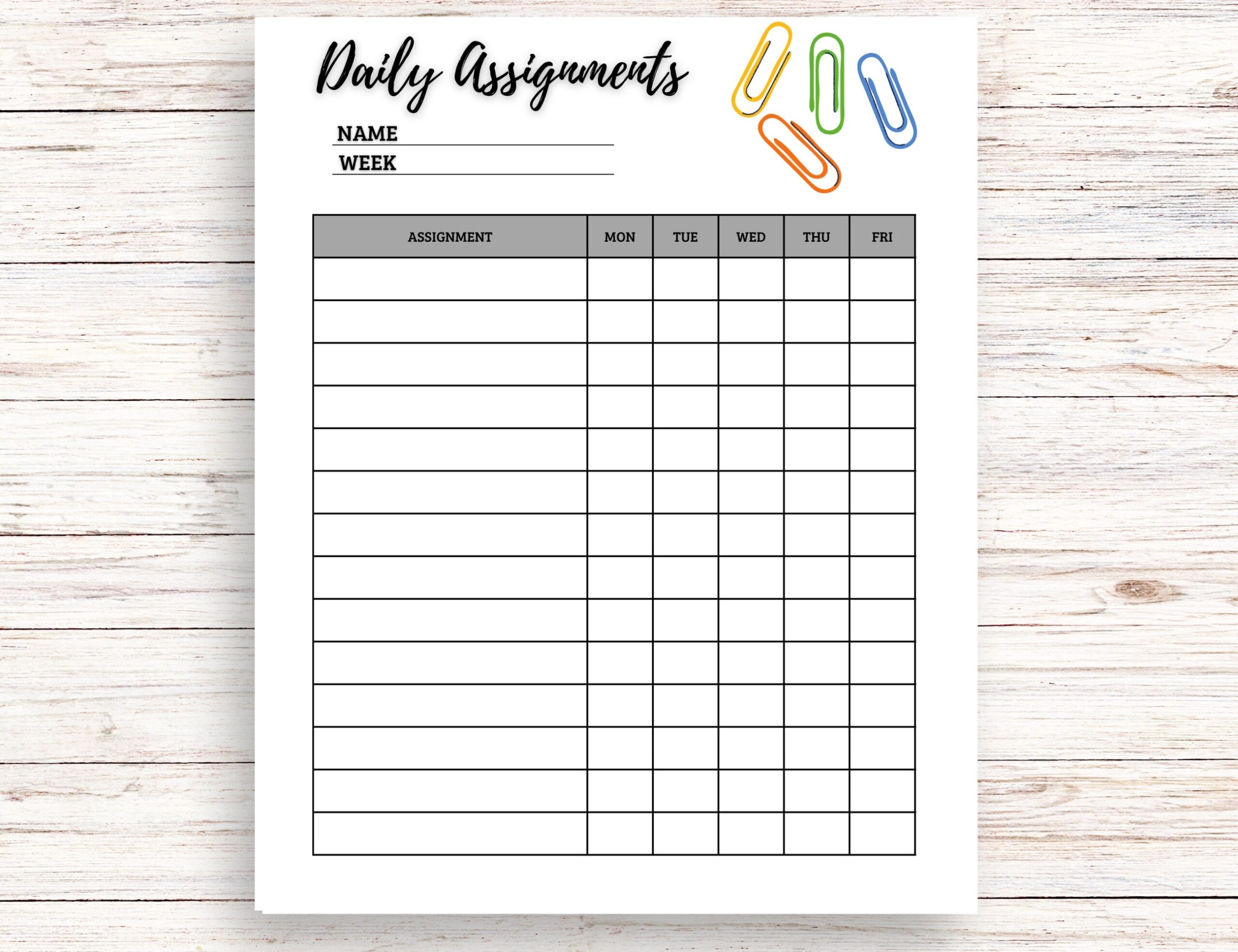 Homeschool Assignments Checklist Printable PDF Etsy