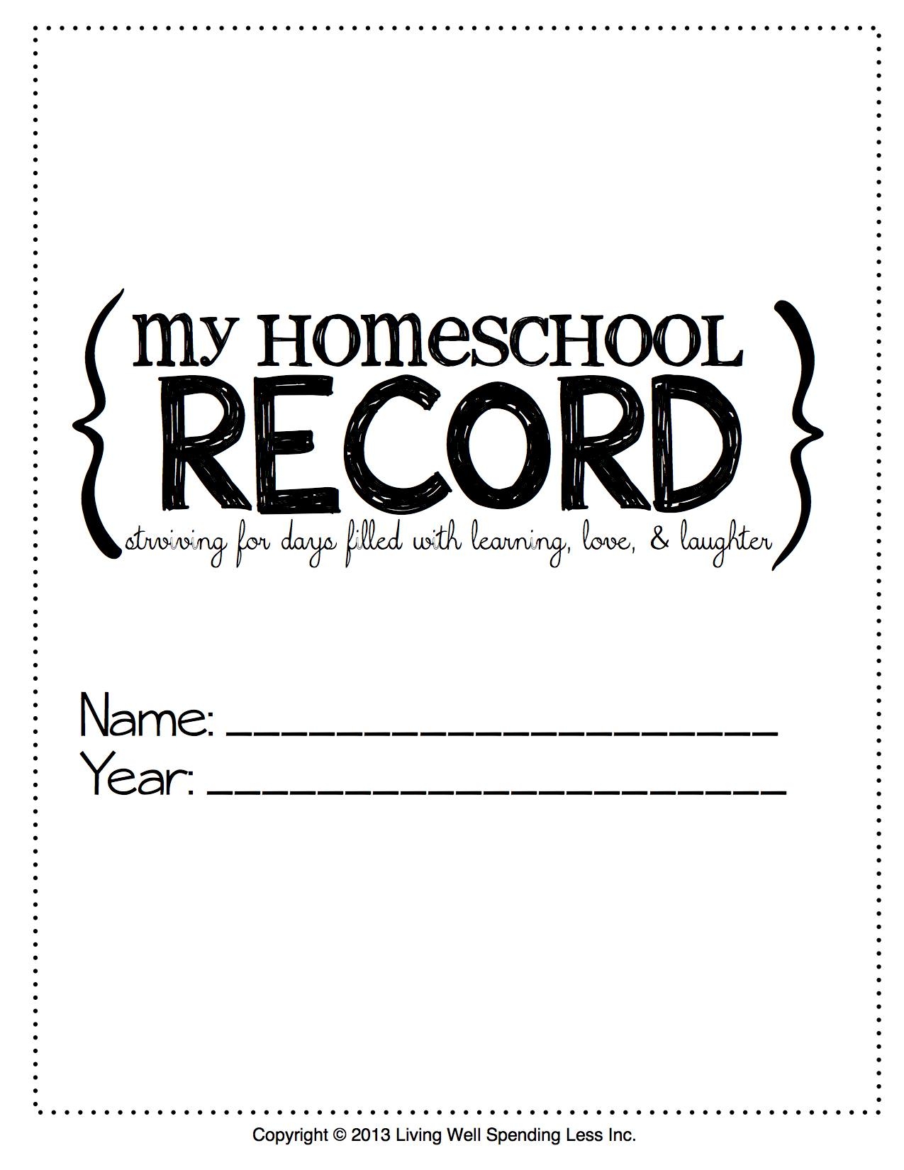 Printable Binder Cover For Homeschool Portfolio