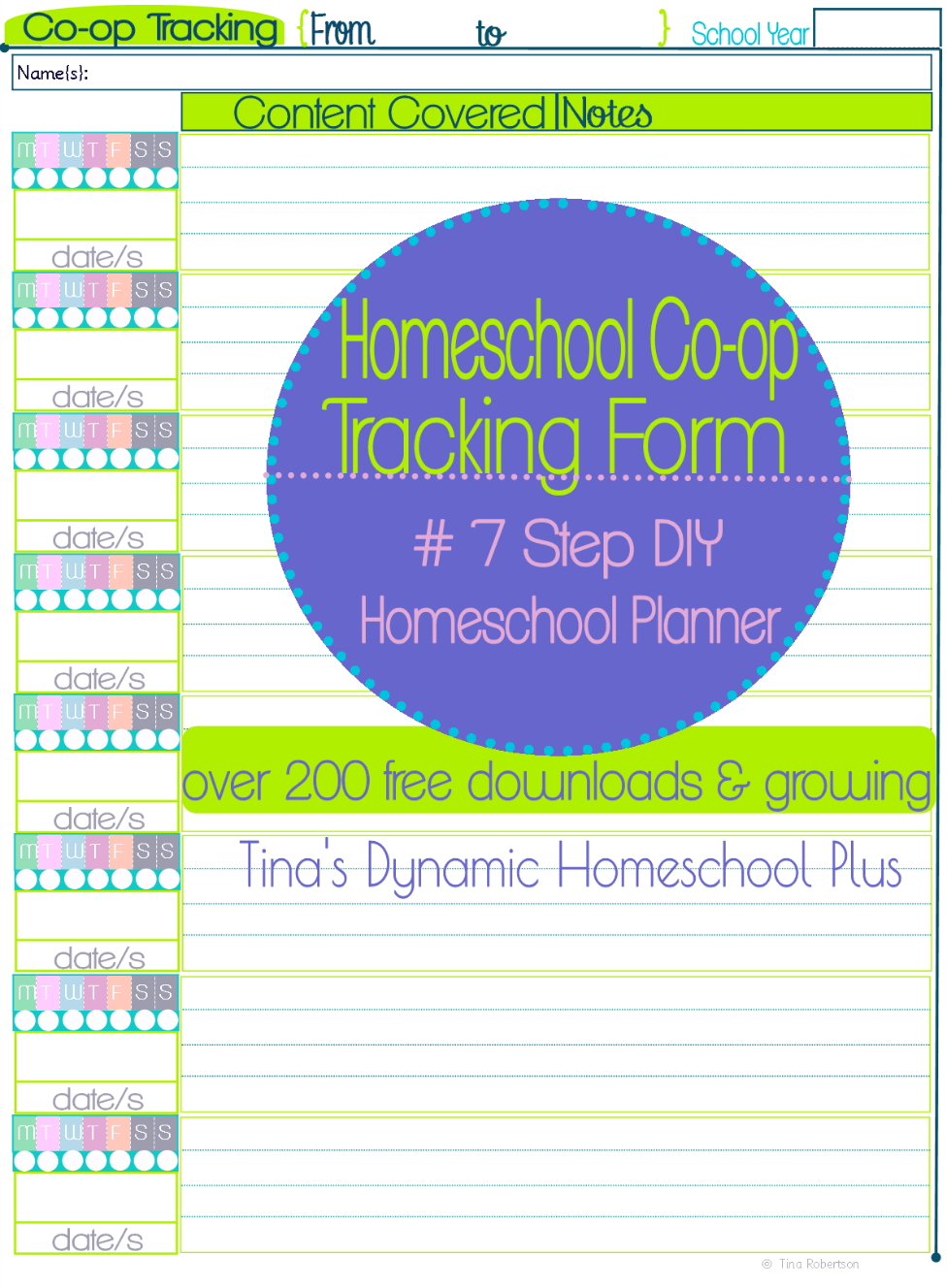 Homeschool Co op Tracking Form 7 Step DIY Homeschool Planner