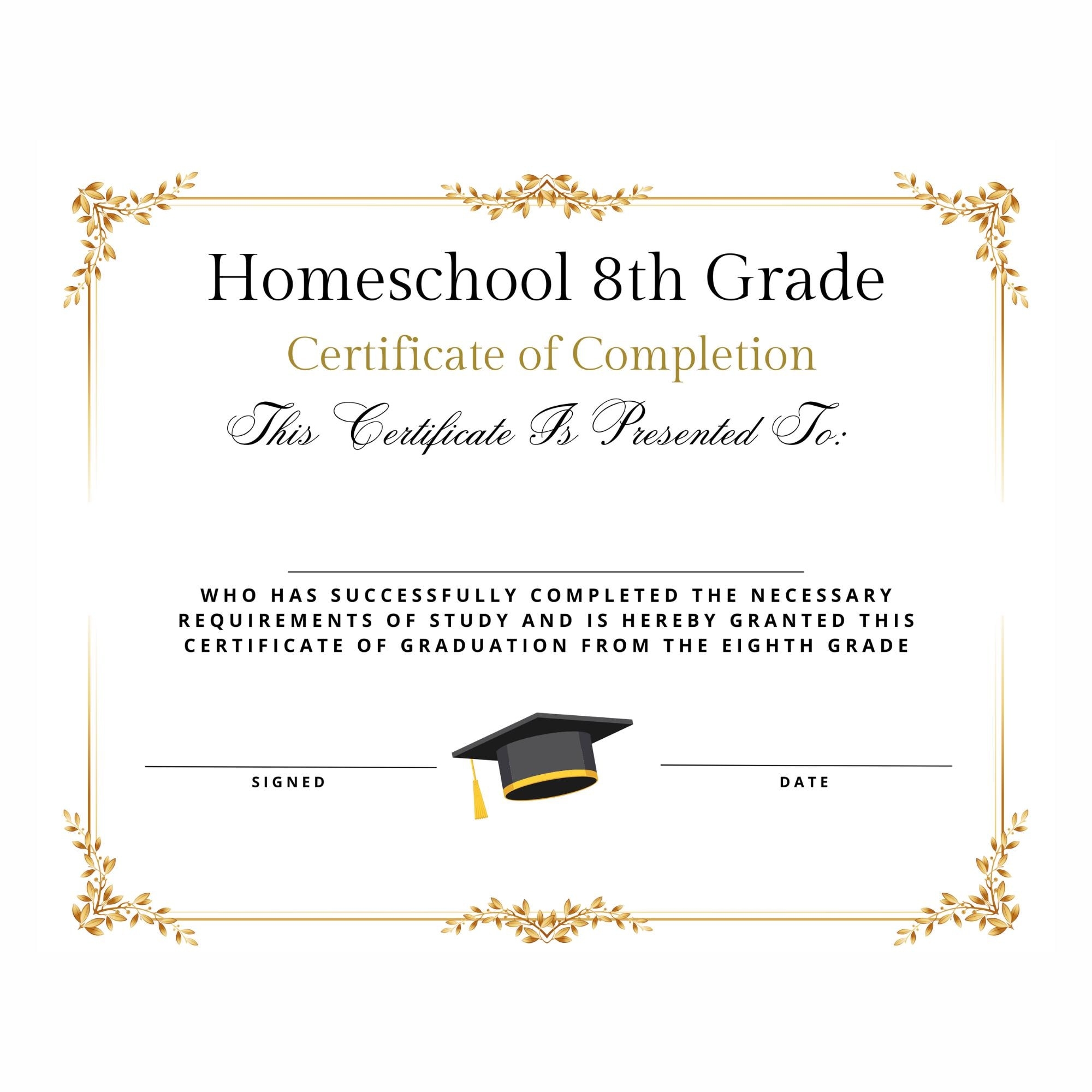 Homeschool 8Th Grade Diploma Printable Free