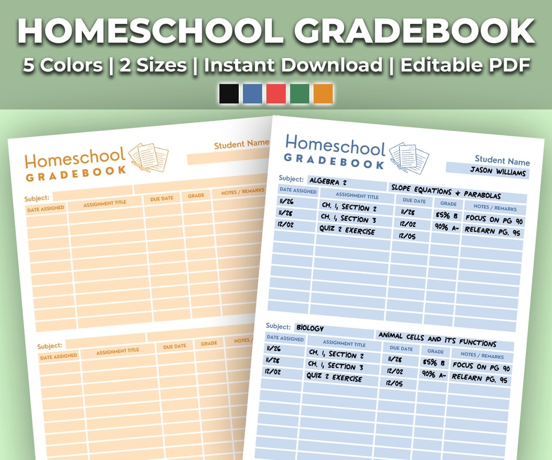 Free Printable Homeschool Grade Book