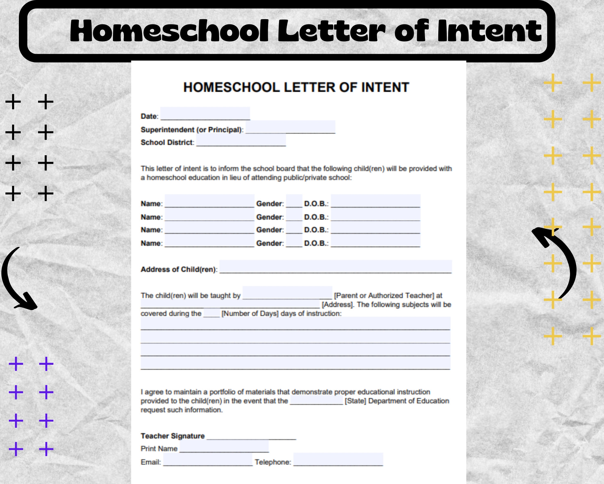 Letter Of Intent To Homeschool Printable (Illinois)