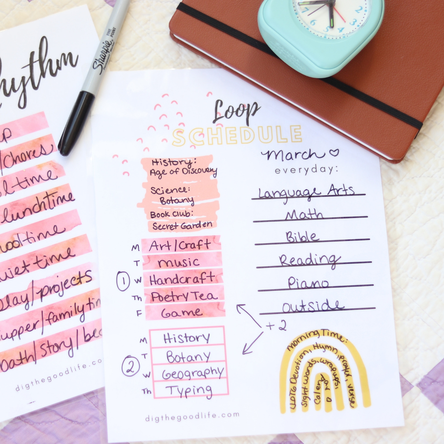 Printable Homeschool Loop Schedule