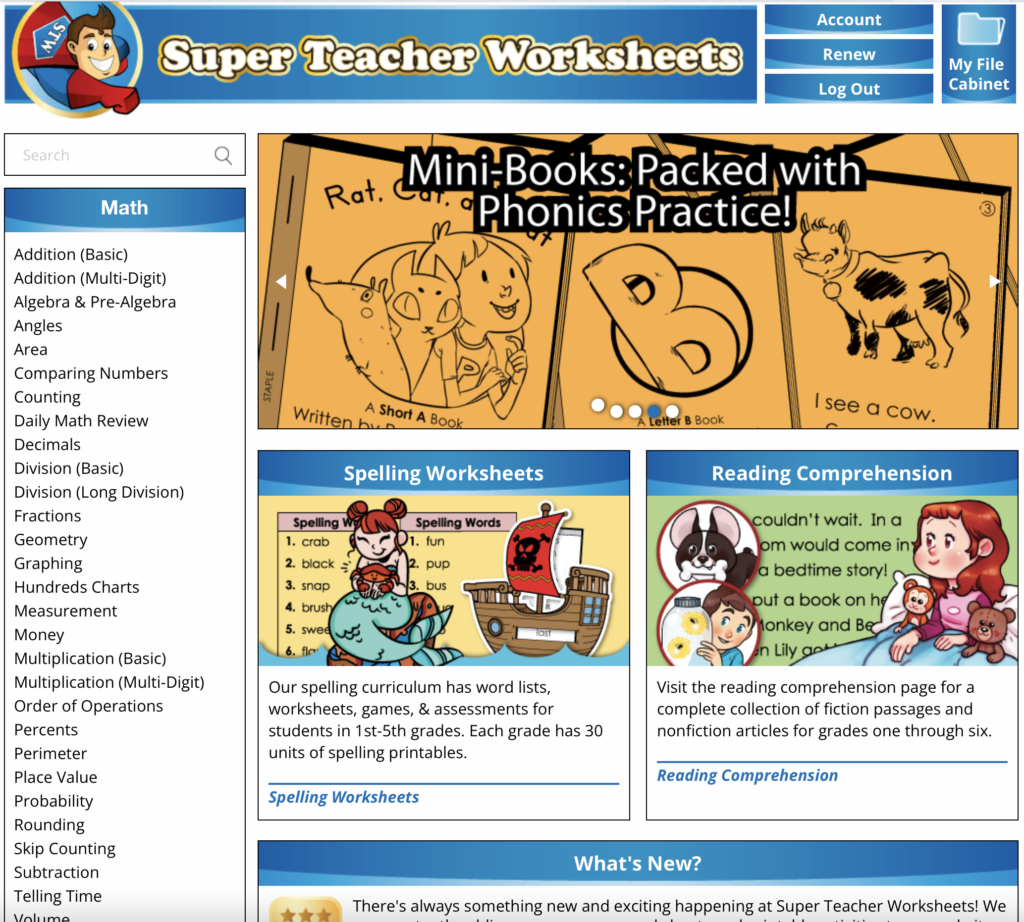 Homeschool Printables From SuperTeacherWorksheets Quiet In The Chaos