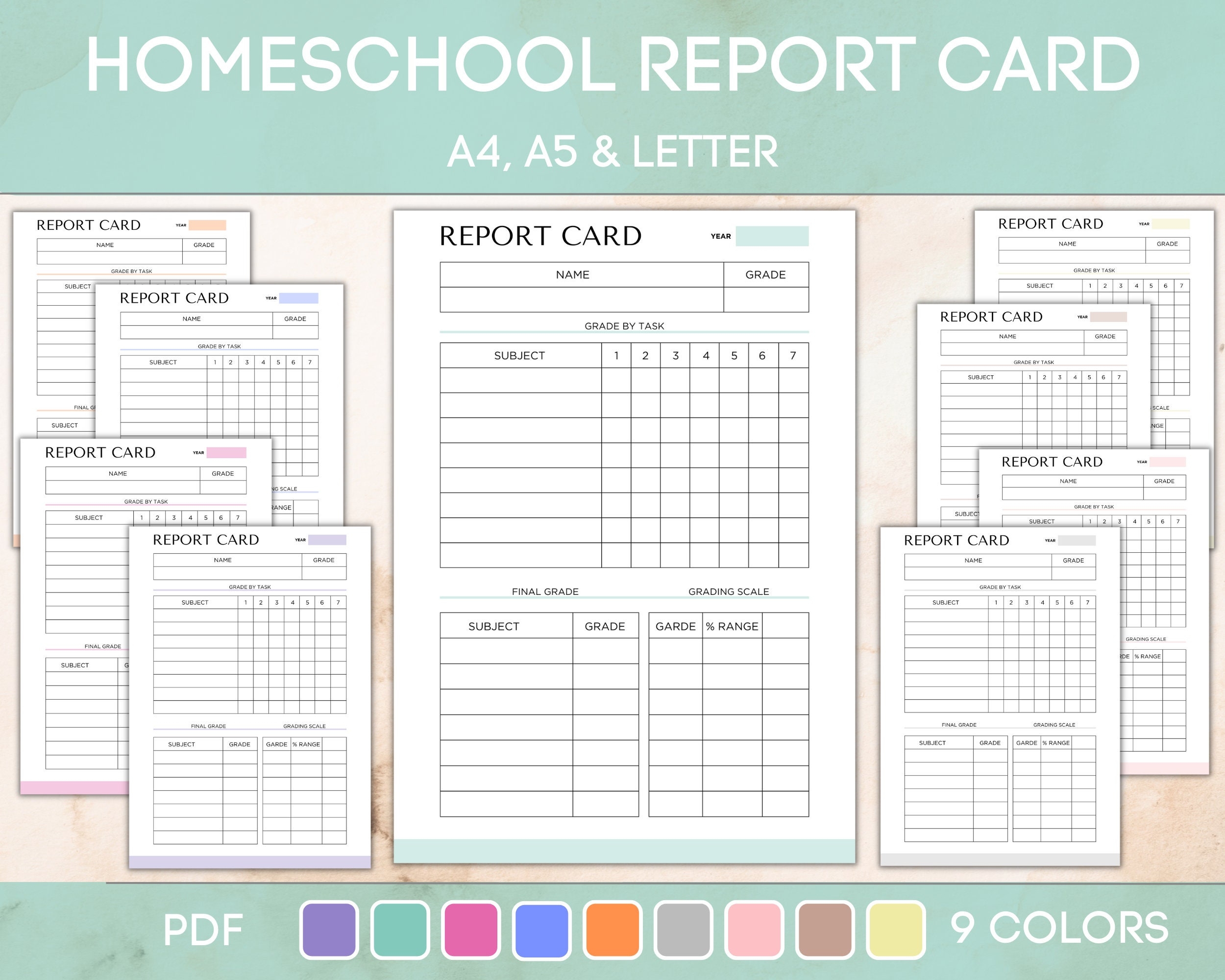 Homeschool Report Card Template Homeschool Grade Card Sheet Printable And Editable PDF Instant Download Etsy