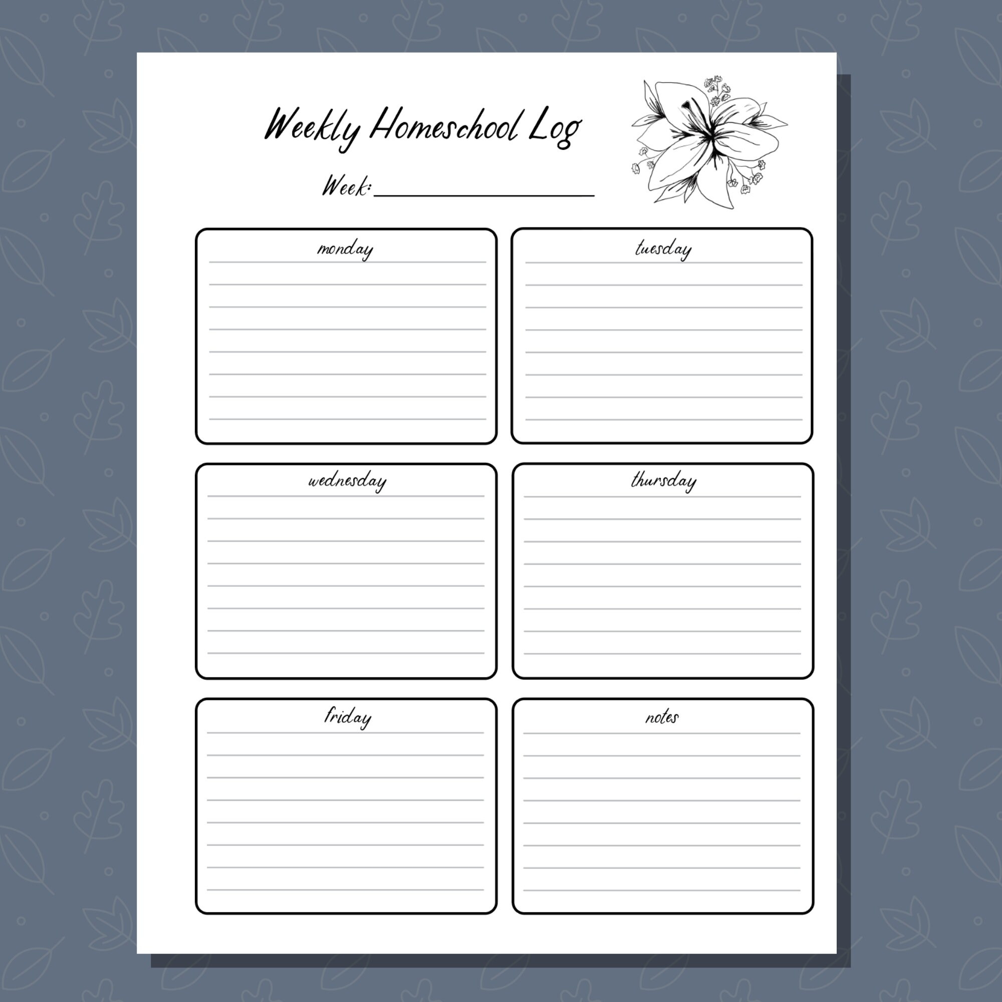 Printable Daily Homeschool Log