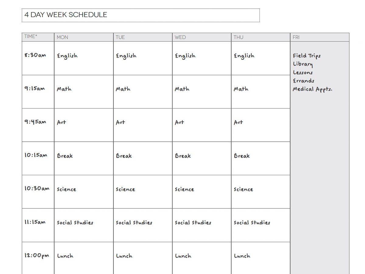 How To Create A Homeschool Schedule with 10 Sample Schedules Template 