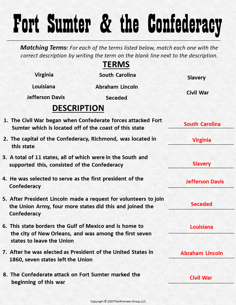 Homeschool Civil War Printable