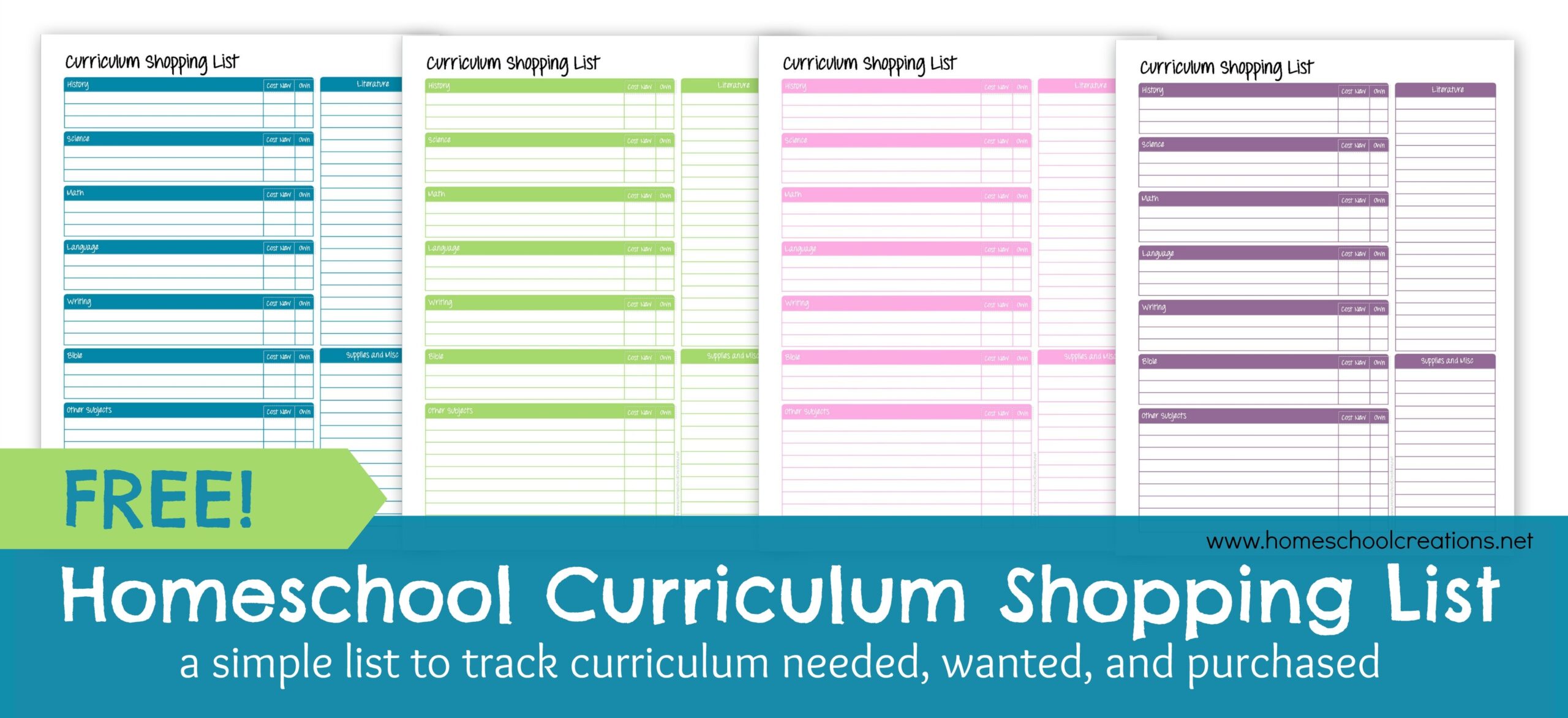 Homeschool Book Inventory List Printable