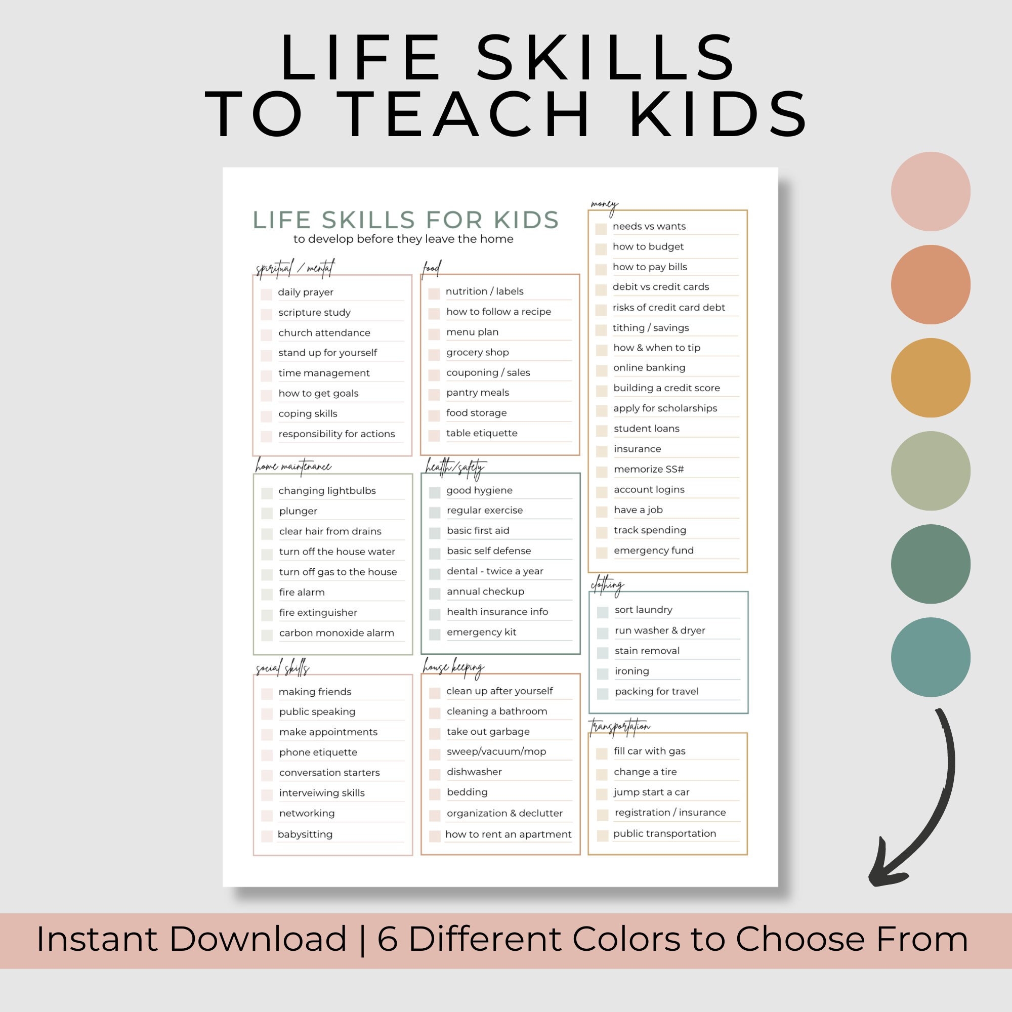 Life Skills Checklist For Homeschoolers Printable