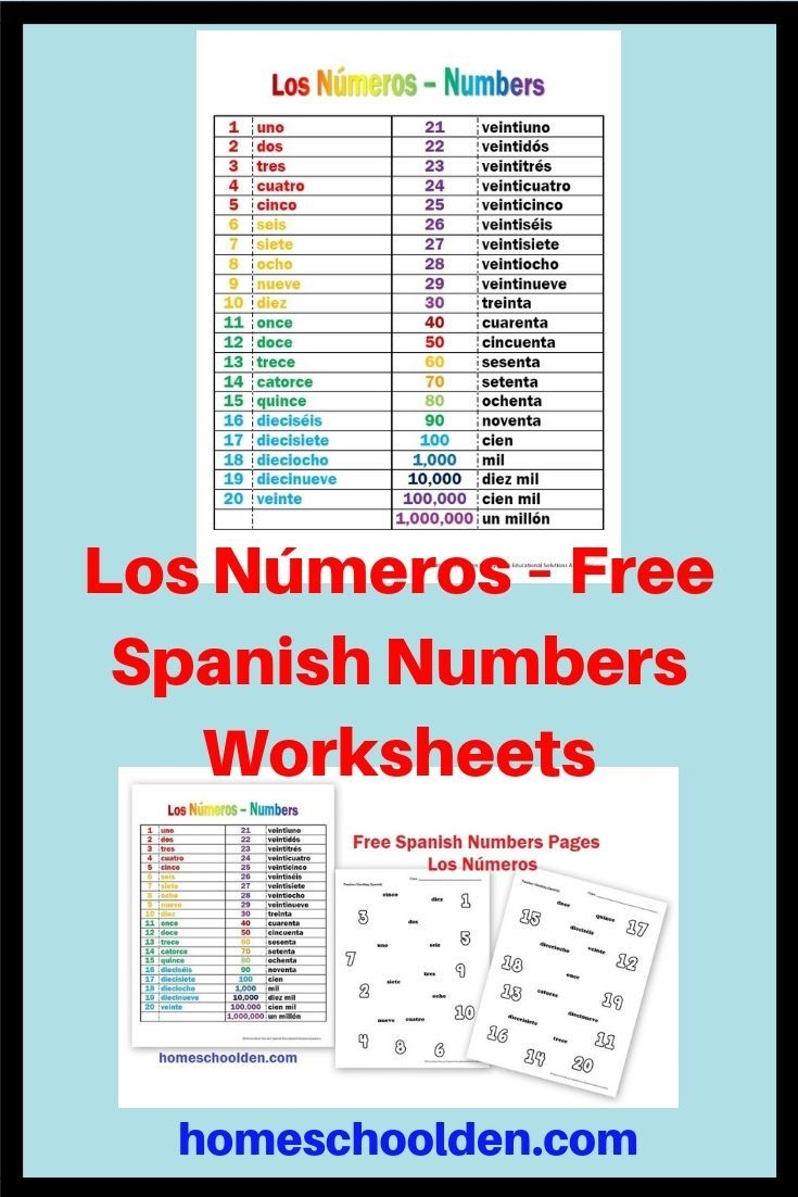 Los N meros Free Spanish Numbers Worksheets Homeschool Den