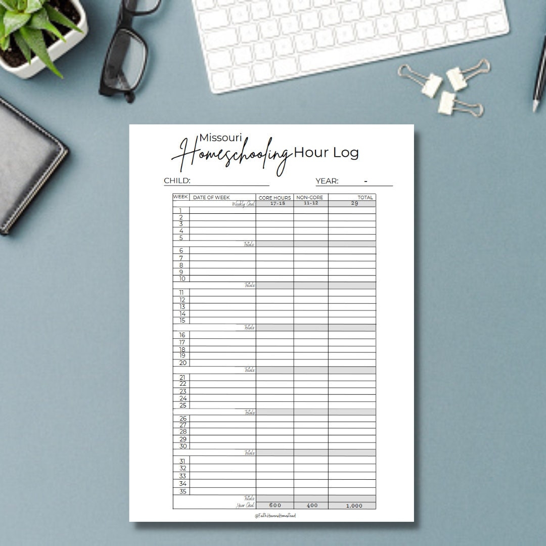 Missouri Homeschool Hours Log Printable