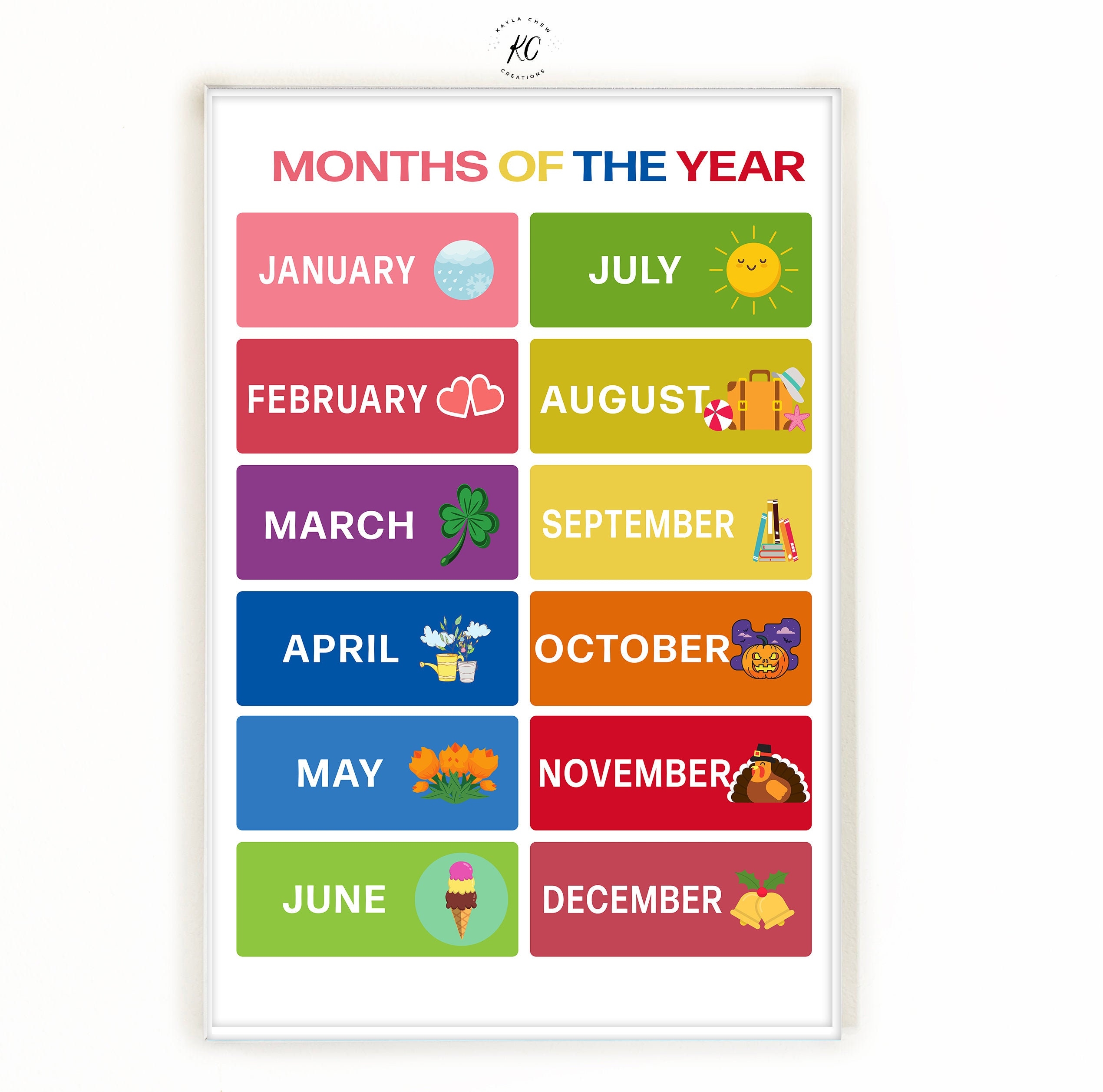 Homeschool Printabler Months Of The Year For Visual Chart