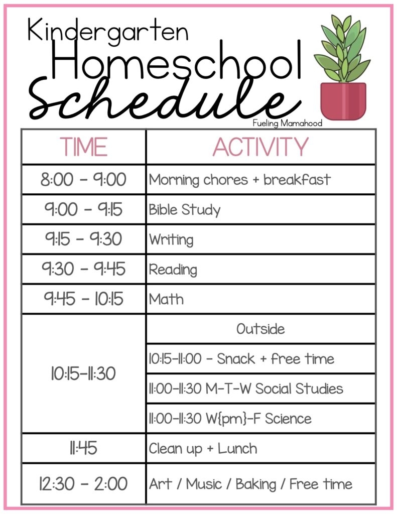 Our Homeschool Schedule Preschool Kindergarten 2nd Grade Fueling Mamahood
