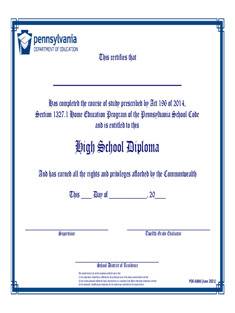 Pa Homeschool Diploma Fill Out Sign Online DocHub