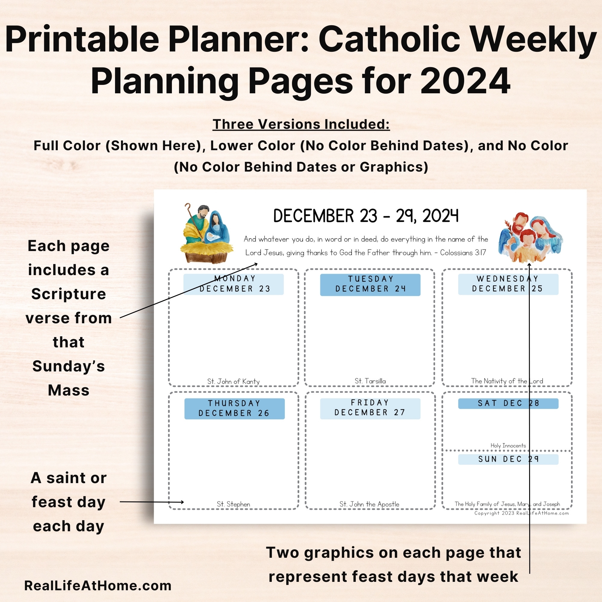 Homeschool Catholic Daily Lesson Planner Free Printable