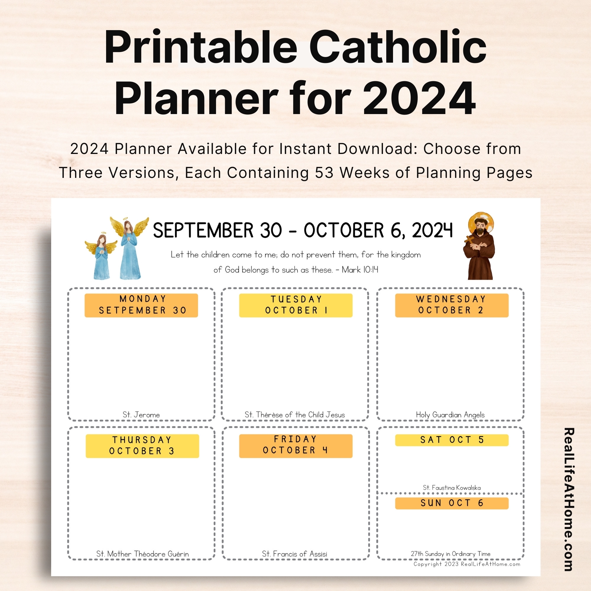 Printable 2024 Weekly Catholic Planner Pages For Kids And Adults