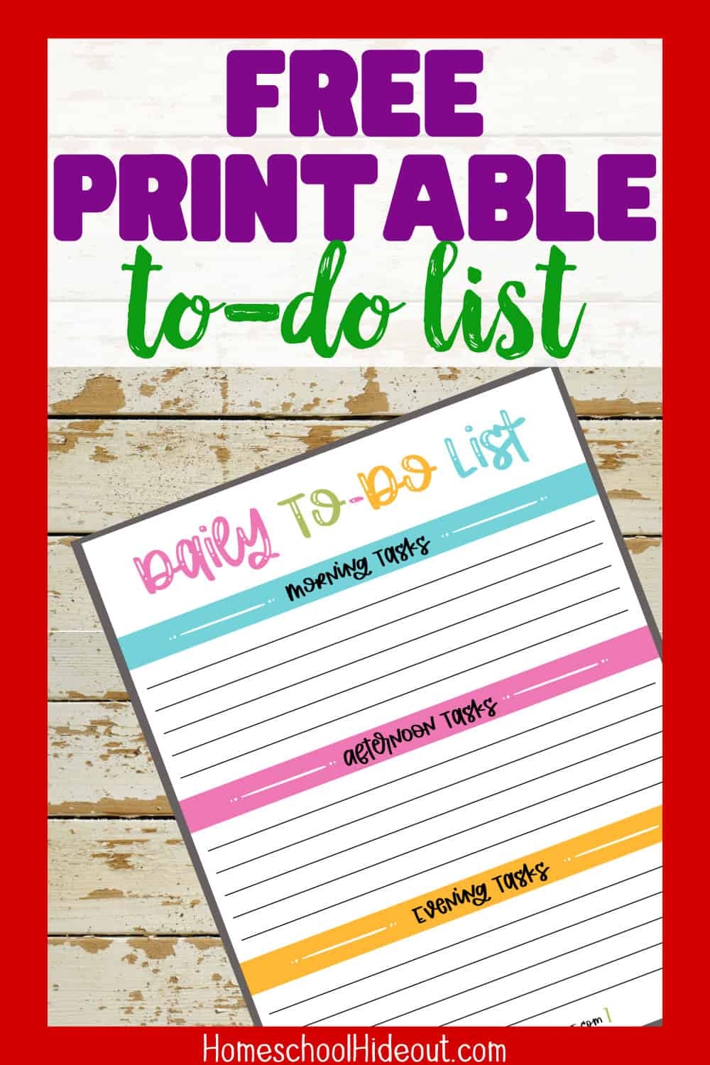 Homeschool Printable Daily Todo Printable