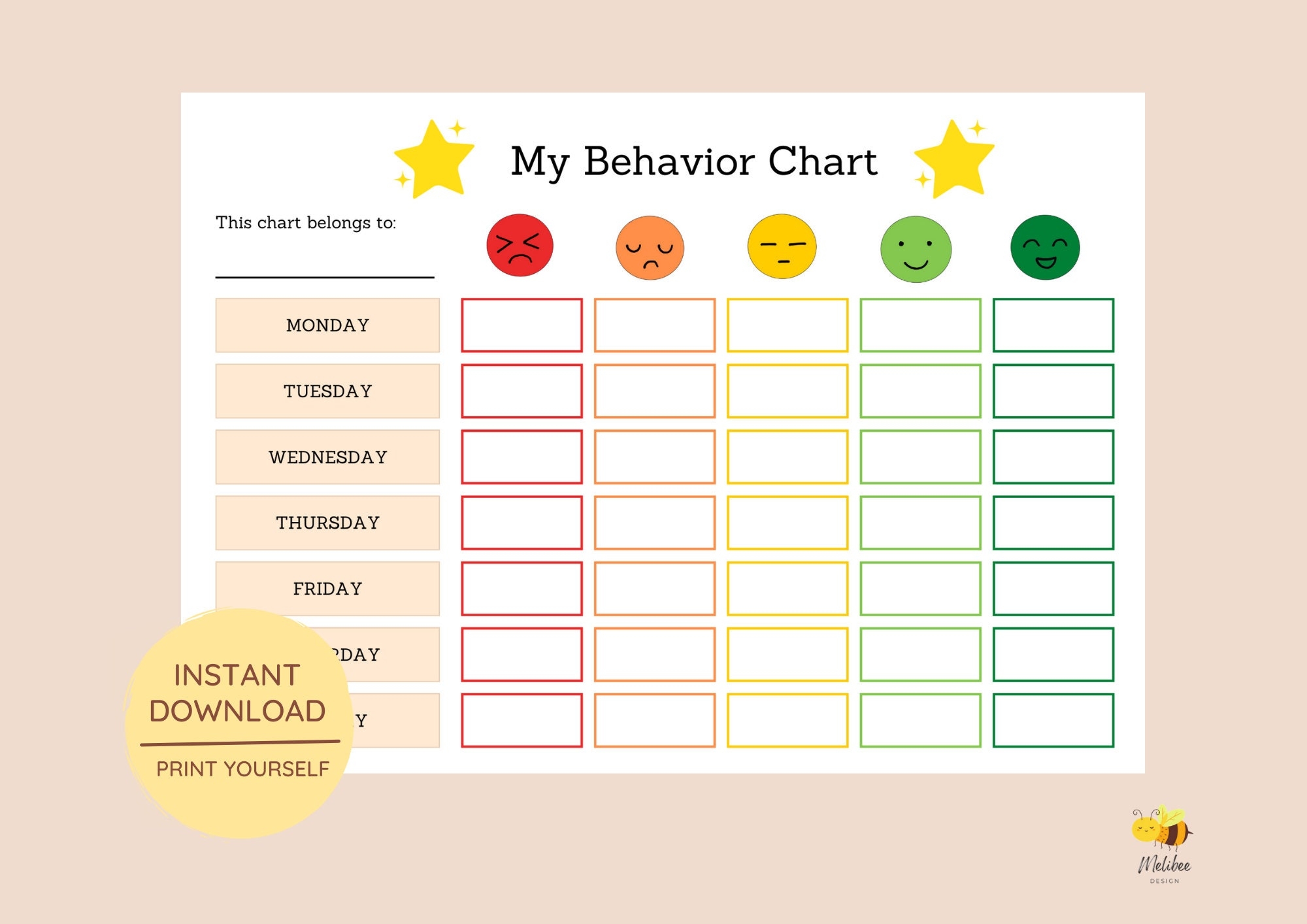 Behavior Chart Homeschool Printable