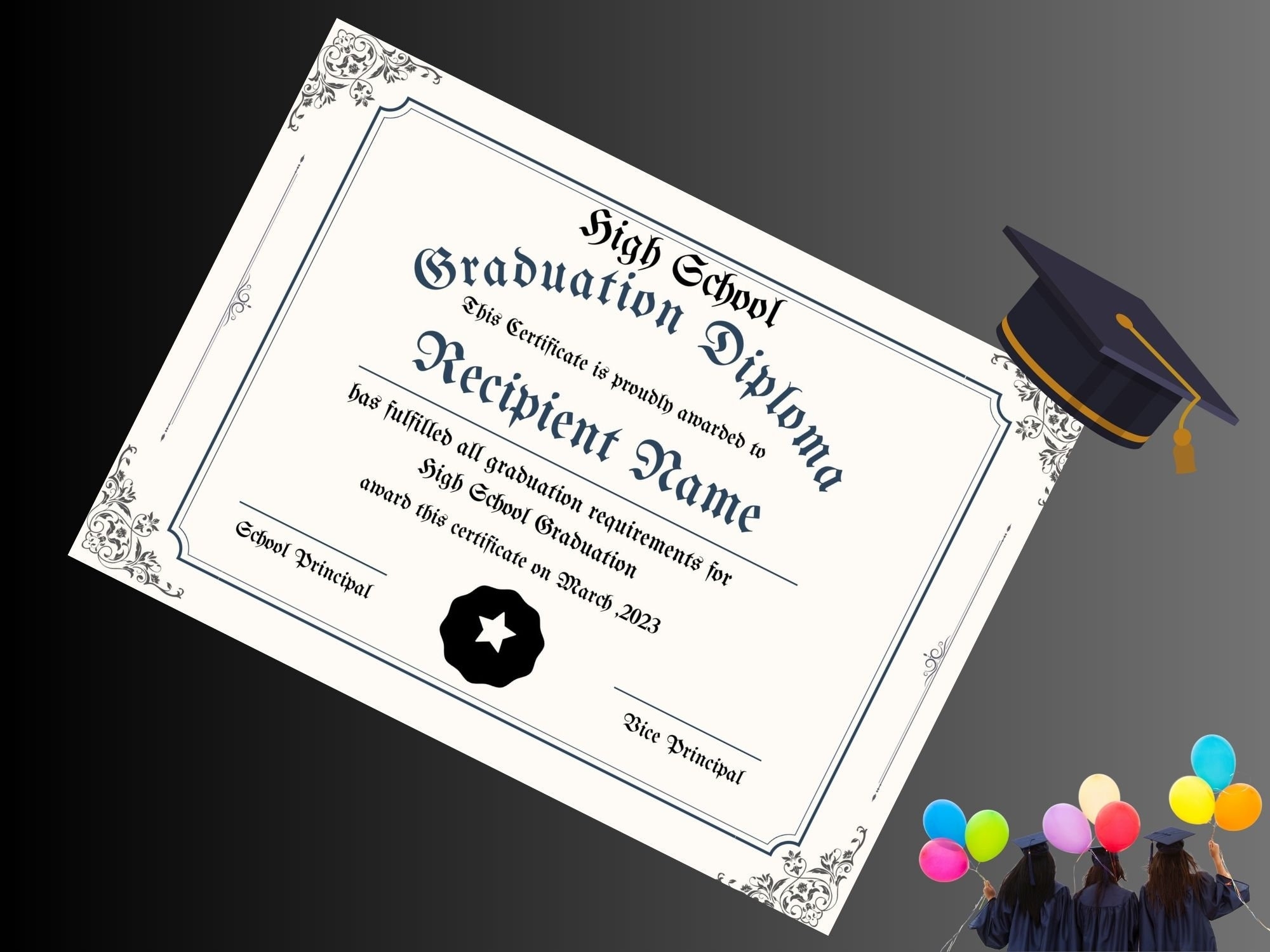 Printable High School Diploma For Graduating Homeschool Student In Pa